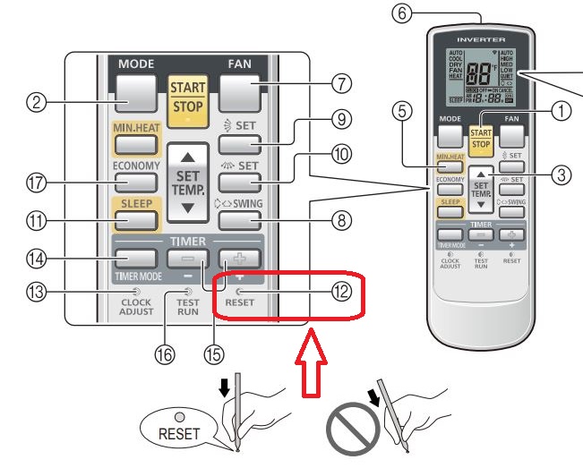 Fujitsu Air Conditioner Reset Button