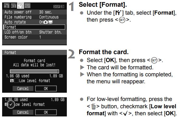 How to Format a Memory Card for a Canon Camera