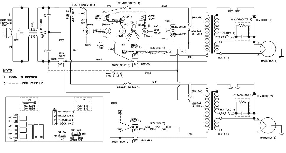Samsung Microwave Wiring Diagram and Operating Sequence
