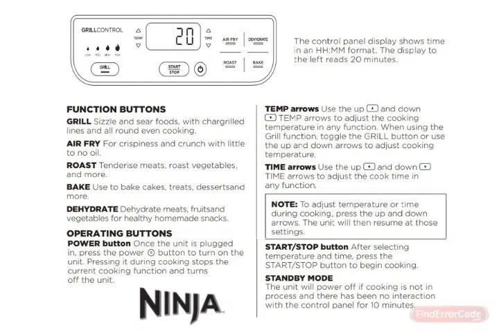 Ninja Dual Zone Air Fryer Control Panel